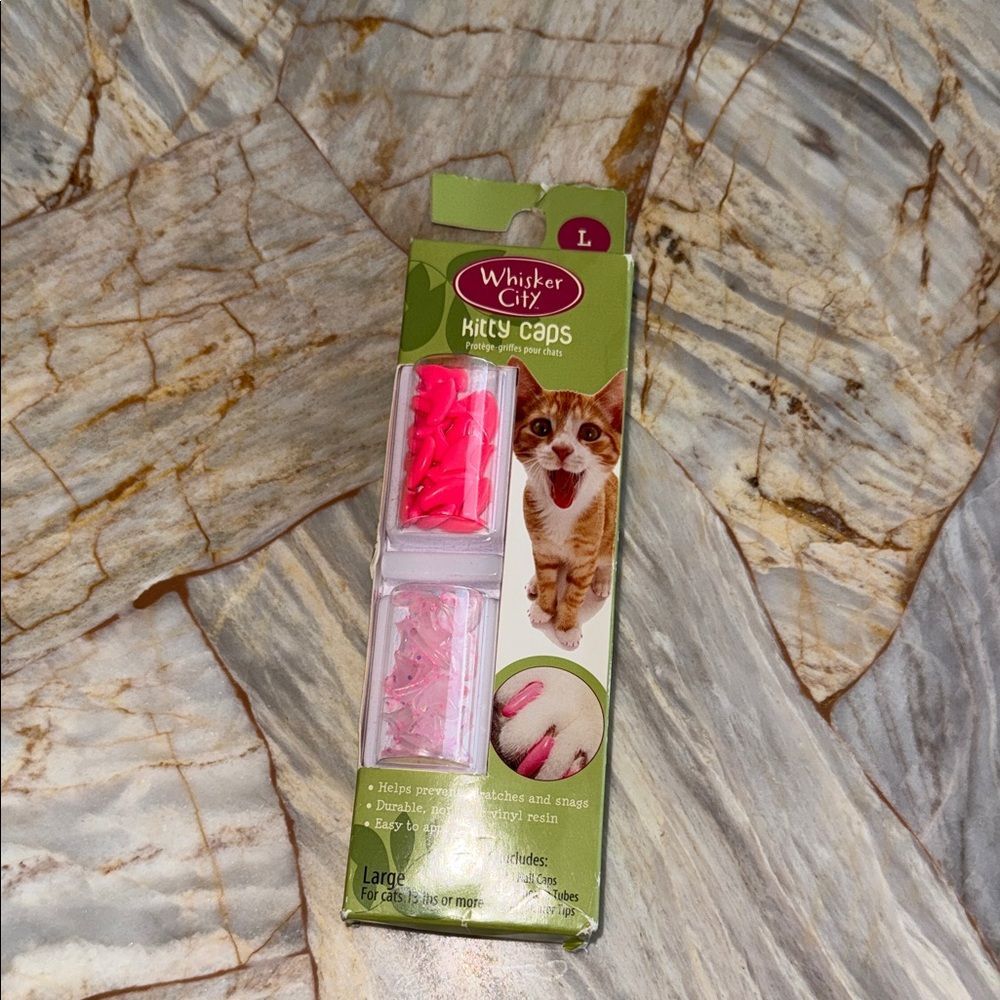 Whisker City Kitty Caps Pink Glitter‎ Nail Covers for Cats Large 13lbs+ 40ct NEW